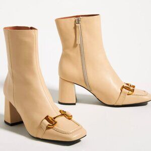 Angel Alarcon Hardware Booties tan camel autumn mod horsebit boots Anthropologie